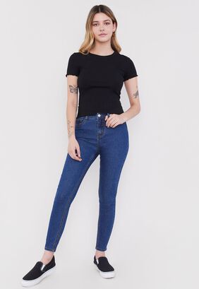 Jeans Mujer Básico Skinny 5 Bolsillos Azul O Corona,hi-res