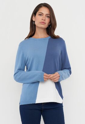 Sweater Mujer Cerrado Geométrico Navy Print Corona,hi-res