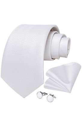 Corbata Blanca + Paño + Collera formal hombre. Modelo Blanco Classic,hi-res