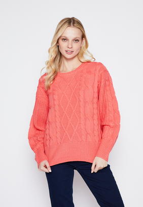 Sweater Mujer Coral Trenzado Family Shop,hi-res