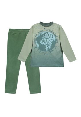 Pijama Niño Polar Sustentable H2O Wear Verde,hi-res