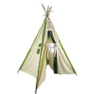 Carpa Tipi Indio Blanca-Verde Textil 120x170x180 cm Máxima Design,hi-res