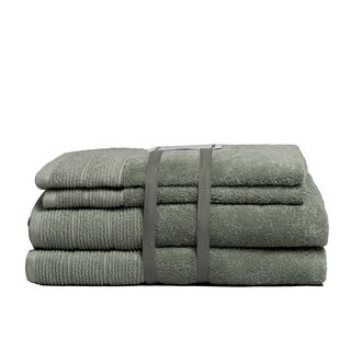 Set de toallas Deluxe con elegante guarda clásica en 100% algodón turco 620gr. Color Verde menta,hi-res