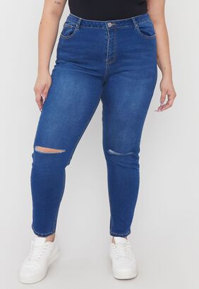 Jeans Mujer Skinny Destroyed Azul Oscuro Corona,hi-res