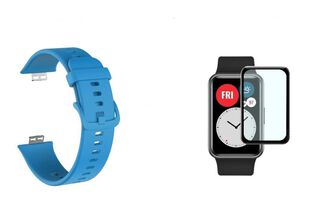 Kit Correa Compatible Huawei Watch Fit + Mica Lamina Azul,hi-res