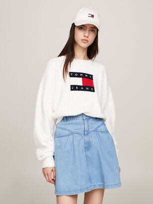 SWEATER RELAXED CENTER FLAG BLANCO TOMMY JEANS,hi-res