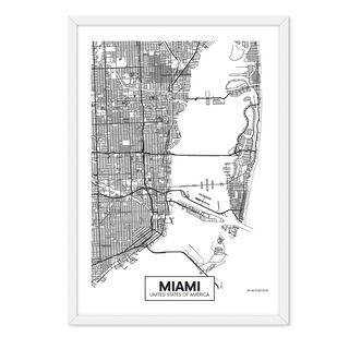 Cuadro Individual  Mapa Miami ,hi-res