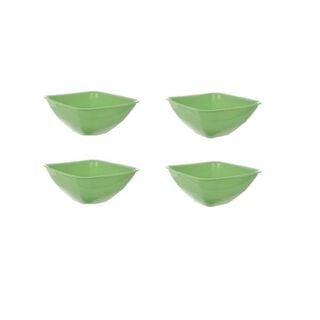 Set 4 Bowl Cuadrado Plástico Resistente 500 ml Diseño Verde Titiz,hi-res