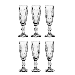 Set de 6 Copas de Champagne Transparentes Modelo Rombo,hi-res