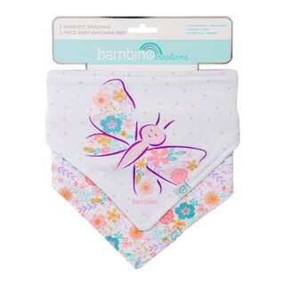 Babero bandana para bebé rosado con mariposa,hi-res