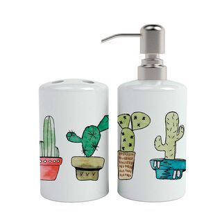Set de baño cerámica 2 piezas cactus Paper Home,hi-res