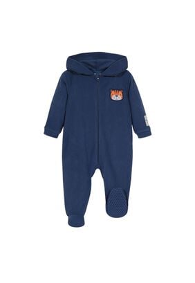 Pijama Bebé Niño Entero c/Gorro Polar Sustentable Azul ,hi-res