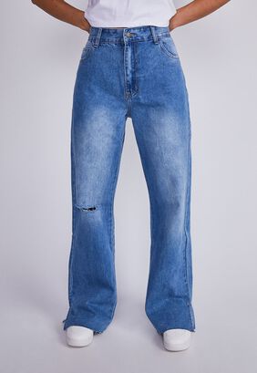 Jeans Mujer Azul Pierna Recta Destroyer Sioux,hi-res