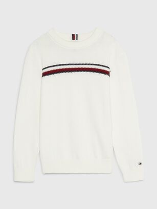 Sweater Con Diseño Global Stripe Blanco Tommy Hilfiger,hi-res