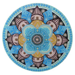 Cuadro Mandala de madera 50 cm Azul, pintado a mano,hi-res