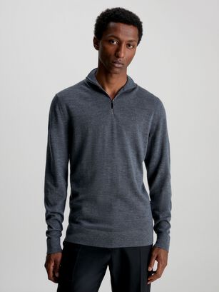 Sweater con Cierre Merino Quarter Gris P4E Calvin Klein,hi-res