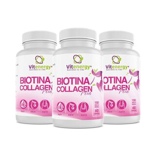 Biotina + Colágeno Verisol Plus - Vitaminas Cabello, Piel, Uñas. Pack x 3 - Fórmula 8 Componentes.,hi-res