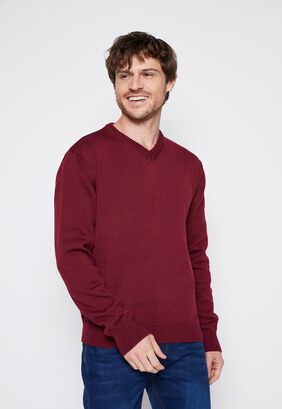 Sweater Hombre Burdeo Cuello V Family Shop,hi-res