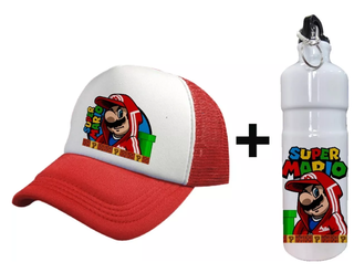 Pack Jockey De Malla Y Botella Aluminio Mario Super Mario,hi-res