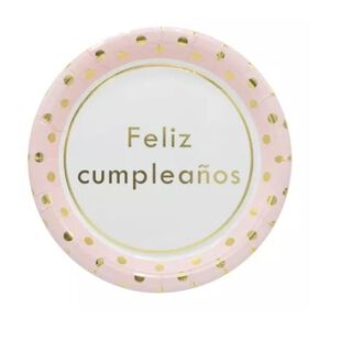 Platos - Rosa Cumpleaños - Grande 9" 6pcs,hi-res