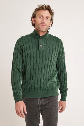 Sweater hombre Pier trenzado verde,hi-res