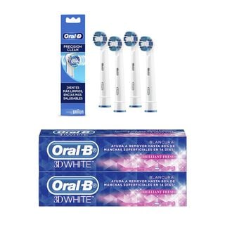 Pack 2 Pasta de dientes Oral-B 3Dwhite + 4 Repuestos P.clean,hi-res