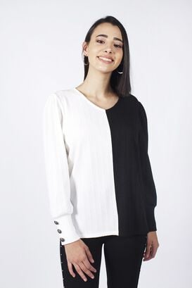 Sweater bicolor blanco,hi-res