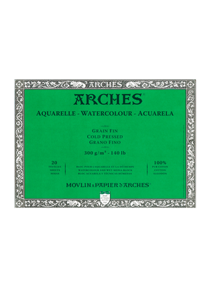 Block Papel Acuarela Arches 300gr Grano Fino 26x36cm 20H,hi-res