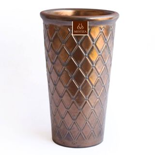 Florero Ceramico Centro de Mesa, Color Bronce, textura rombo, Cilindrico 20cm ,hi-res