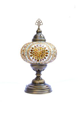 Lámpara turca de mesa L medalla ámbar,hi-res