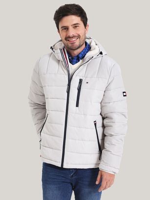 PARKA HOODIE QUILTED CON LOGO Blanco Tommy Hilfiger,hi-res