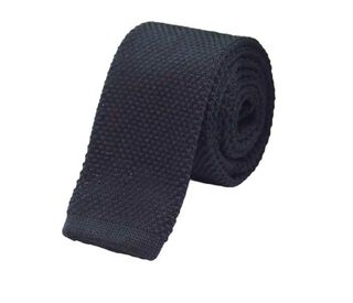 Corbata de Hilo Tejida Diseño Vintage Color Negro,hi-res