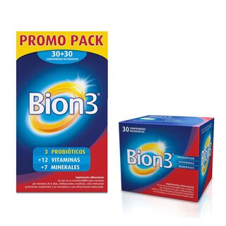 Pack Bion 3 Vitaminas, Minerales Y Probióticos 60+30 Comp.,hi-res