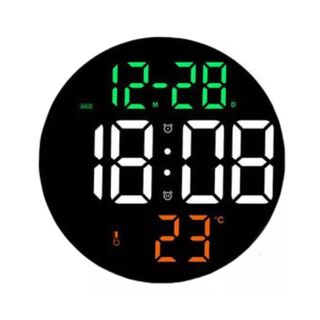 Reloj De Pared Digital Redondo Led Grande Control Remoto 9p,hi-res