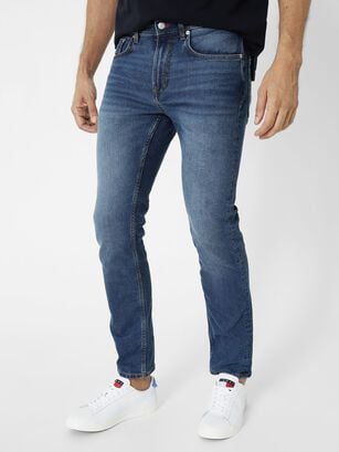 Jeans Denton Straight Con Logo Azul Tommy Hilfiger,hi-res