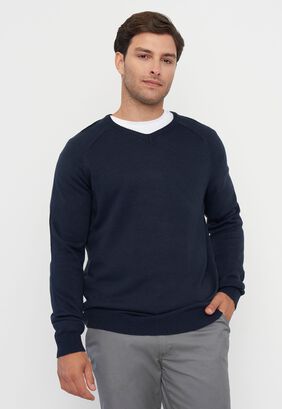 Sweater Hombre Grueso V-Neck Navy Corona,hi-res