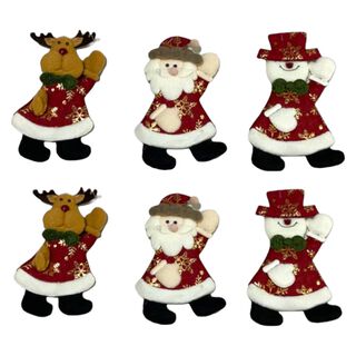 6 Adornos decoracion arbol navidad viejito pascuero reno muñeco de nieve,hi-res