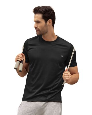 Camiseta deportiva masculina semiajustada de secado rápido 508007 Negro,hi-res