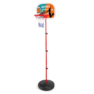 Aro de basketball con pelota e inflador,hi-res