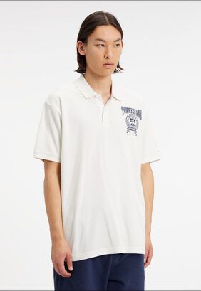 Polo Relaxed Varsity Con Logo Blanco Tommy Jeans,hi-res