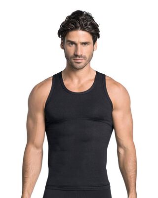 Camiseta de compresión moderada en abdomen y zona lumbar en algodón elástico 035013 Negro,hi-res