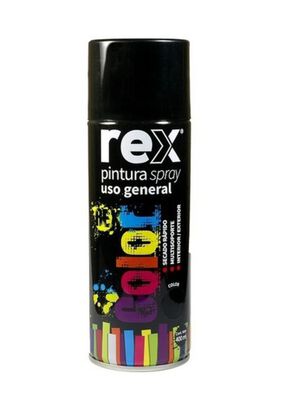 Pintura En Spray Uso General Secado Rápido Rex 400ml Negra,hi-res
