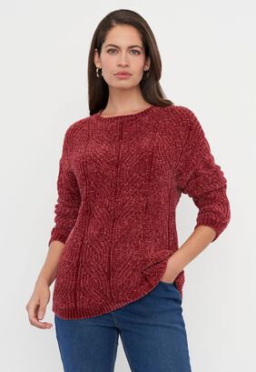 Sweater Mujer Chenille Espiga Burdeo Corona,hi-res