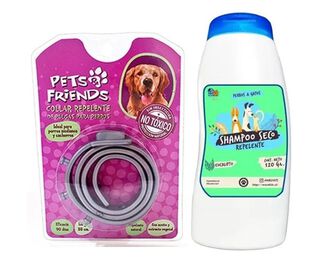 Mini Kit Para Perro Collar Antipulgas + Shampoo Repelente,hi-res