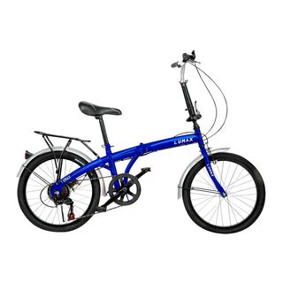 Bicicleta Plegable Lumax 7 Cambios Parrilla Trasera Azul,hi-res
