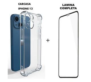 Kit Carcasa Reforzada + Lamina Completa Compatible Con iPHONE 13,hi-res