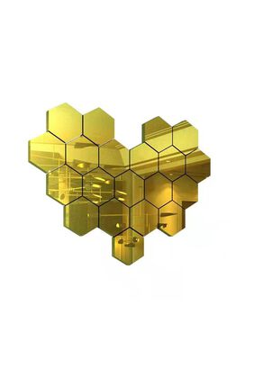 Adhesivo tipo Espejo Hexagonal Dorado XL ,hi-res