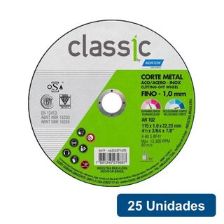 Disco De Corte Acero Inox. Classic 4.1/2 / 115x1.0m (25un),hi-res