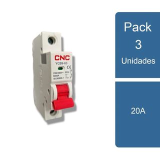 Pack 3 Interruptor Automatico 6KA Curva C 20A CNC,hi-res