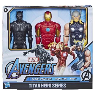 Pack 3 Figuras De Accion Pantera Negra Iron Man Thor Marvel,hi-res